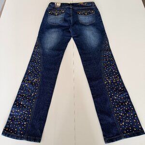 NWT Platinum Plush Rhinestone Studded Stretch Jeans Womens Size 13 Vtg Y2K 90s
